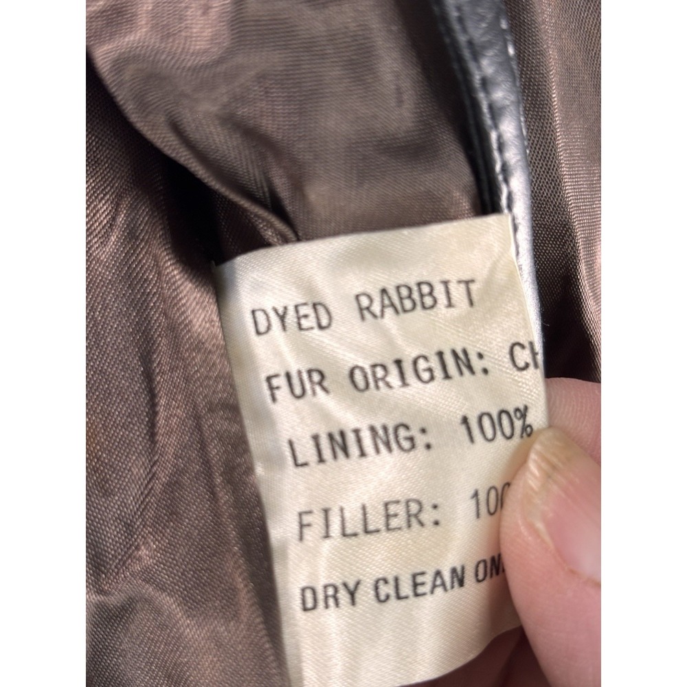 Wilson's Leather Women's Dyed Genuine Rabbit Fur Vest Brown Leather Tie Front M - Picture 8 of 11